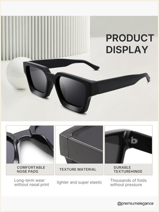 Square Sunglasses Thick Frame Simple Designer Style Shades Unisex main image 5